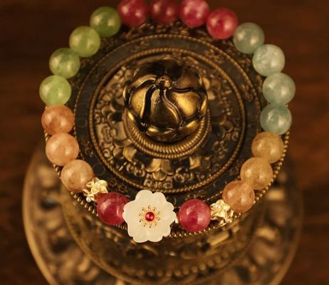 14cm - 16cm Colorful Tourmaline Bracelet Jade Flower Bracelet