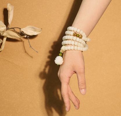 White Jade Bodhi Lotus Mala Necklace Bracelet 6x8mm 7x9mm 8x8mm 8x10mm
