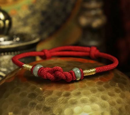Chinese Knot Red String Jade Bracelet Luck Fortune Knot Braided Bracelets For Couples