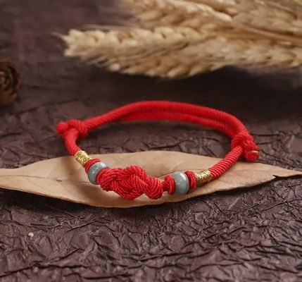 Chinese Knot Red String Jade Bracelet Luck Fortune Knot Braided Bracelets For Couples