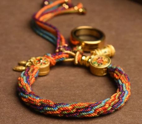 Tibetan Om Mani Padme Hum Dreamcatcher Colorful Reincarnation Knot String Bracelet