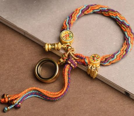 Tibetan Om Mani Padme Hum Dreamcatcher Colorful Reincarnation Knot String Bracelet