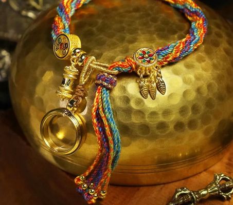 Tibetan Om Mani Padme Hum Dreamcatcher Colorful Reincarnation Knot String Bracelet