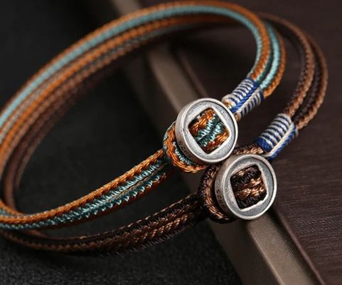 925 Sterling Silver Handmade Button Protection String Weave Bracelets 15cm 17cm 19cm 21cm