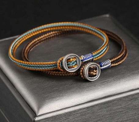 925 Sterling Silver Handmade Button Protection String Weave Bracelets 15cm 17cm 19cm 21cm