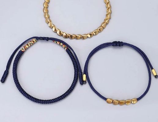 Lucky Tibetan Copper Beads Bracelet Healing Protection Bracelet Set 6.3 - 10 Inch