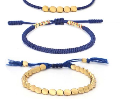 Lucky Tibetan Copper Beads Bracelet Healing Protection Bracelet Set 6.3 - 10 Inch