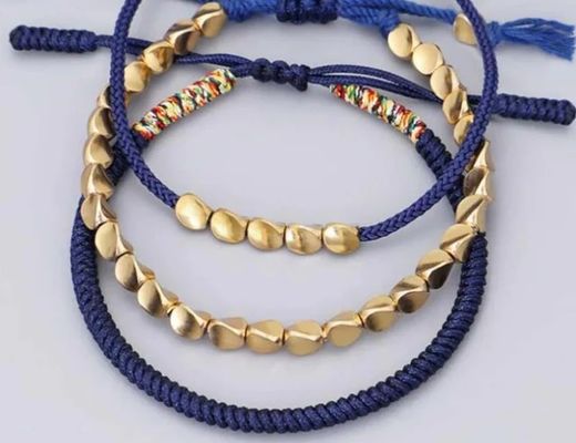 Lucky Tibetan Copper Beads Bracelet Healing Protection Bracelet Set 6.3 - 10 Inch