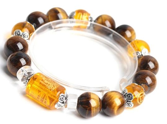 Adjustable Length Mystical Bracelet Fortune Prosperity Tiger Eye Bead Bracelet