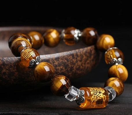 Adjustable Length Mystical Bracelet Fortune Prosperity Tiger Eye Bead Bracelet