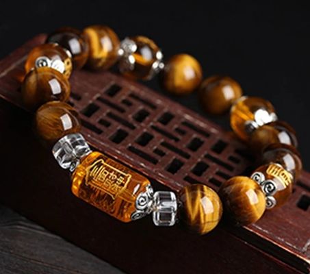 Adjustable Length Mystical Bracelet Fortune Prosperity Tiger Eye Bead Bracelet