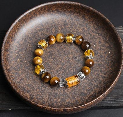 Adjustable Length Mystical Bracelet Fortune Prosperity Tiger Eye Bead Bracelet