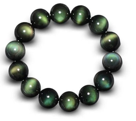 Dobra cena. 14cm - 17cm Mistyczna bransoletka Naturalny Zielony Oko Obsydian Bogatość Bracelet w Internecie