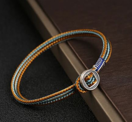 Bon prix Bracelets tressés à la main en argent sterling 925 avec bouton de protection, 15cm 17cm 19cm 21cm en ligne